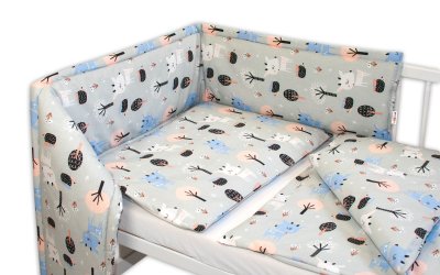 Baby Nellys 3D sada Mantinel s povlečením - Srnečci, šedá,120x90
