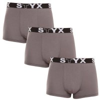 Styx 3PACK pánské boxerky sportovní guma tmavě šedé (3G1063) XL