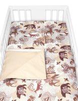 Baby Nellys Mantinel s povlečením, 3dílná sada Wild animals, hnědé, 135x100 cm