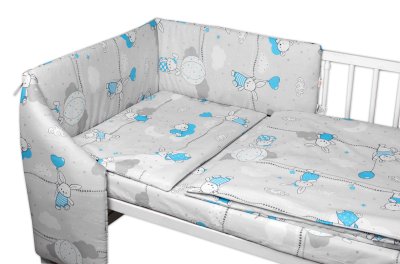 Baby Nellys Mantinel s povlečením Premium, , 3D sada, Good night Animals, šedé BOY,135x100