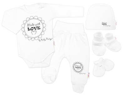 Baby Nellys Soupravička do porodnice 5D Made with love - bílá, vel. 56