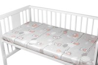 Baby Nellys Prostěradlo do postýlky 140x70cm, bavlna Premium, Good night Animals GIRL, šedé