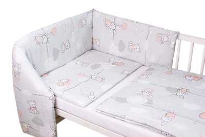 Baby Nellys Mantinel s povlečením Premium, 3D sada, Good night Animals, šedé, 135x100 cm