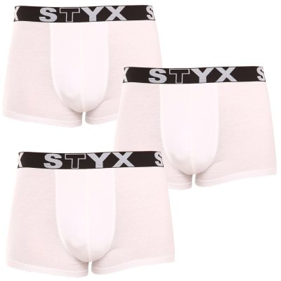 Styx 3PACK pánské boxerky sportovní guma bílé (3G1061) XXL