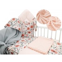 Baby Nellys 6D sada do postýlky + MAZLÍK, 135x100 cm - Begónie