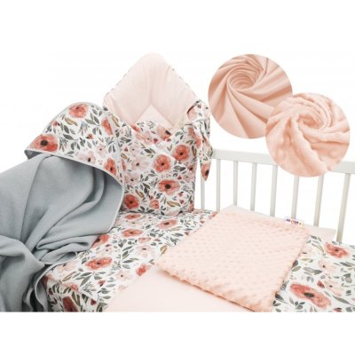 Baby Nellys 6D sada do postýlky + MAZLÍK, 135x100 cm - Begónie