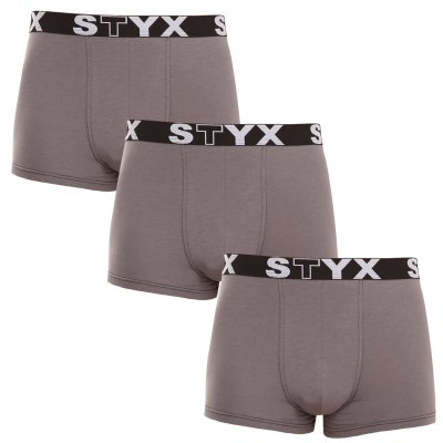 Styx 3PACK pánské boxerky sportovní guma nadrozměr tmavě šedé (R10636363) 3XL