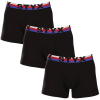 Styx 3PACK pánské boxerky long sportovní guma černé trikolóra (3U1960) M