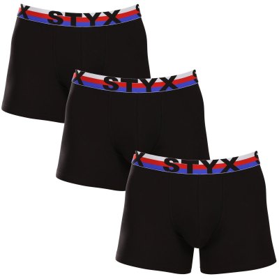 Styx 3PACK pánské boxerky long sportovní guma černé trikolóra (3U1960) M