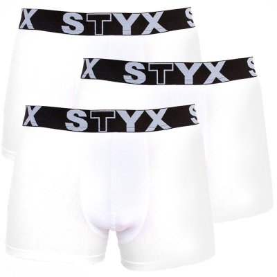 Styx 3PACK pánské boxerky sportovní guma nadrozměr bílé (R10616161) 3XL