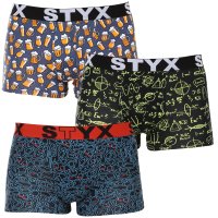 Styx 3PACK pánské boxerky art sportovní guma vícebarevné (3G12672) L