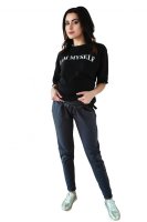 Be MaaMaa Těhotenské tepláky/kalhoty slim - grafit, vel. L