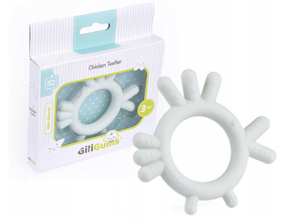 GiliGums Dětské silikonové kousátko Chicken Teether, 3m+, sv. mátová, 1 ks