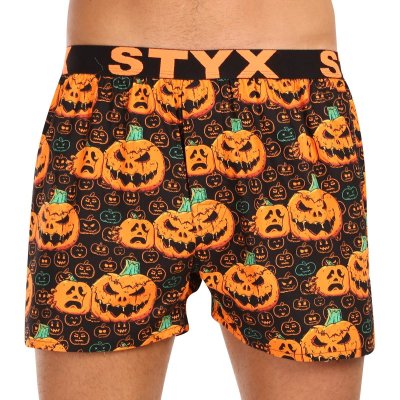 Styx Pánské trenky art sportovní guma Halloween dýně (B1755) XL