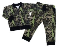 G-baby Stylová bavlněná tepláková souprava ,  Dino - khaki/černá