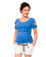 Be MaaMaa Těhotenské teplákové kraťasy Monika - bílé, vel. L