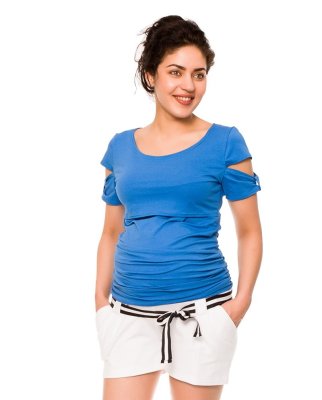 Be MaaMaa Těhotenské teplákové kraťasy Monika - bílé, vel. L