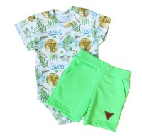 G-baby Body kr. rukáv + kraťásky s kapsami 2D sada, Cestovatel, , zelené, vel. 74