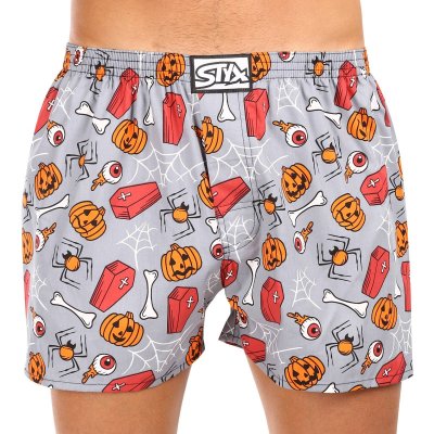 Styx Pánské trenky art klasická guma nadrozměr Halloween rakve (E1752) 4XL