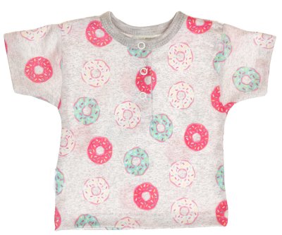 MBaby Bavlněné Polo tričko s krátkým rukávem Donuty vel. 74 - šedé