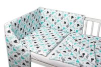Baby Nellys 3-dílná sada, mantinel s povlečením Dinosauři - bílá, 135x100 cm