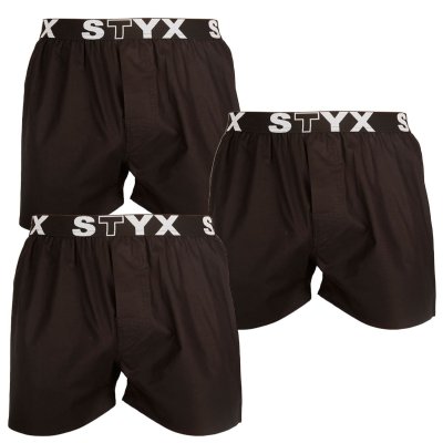 Styx 3PACK pánské trenky sportovní guma černé (3B960) L