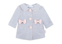 Baby Nellys Kojenecký bavlněný  kabátek s mašličkami, šedý, vel. 74