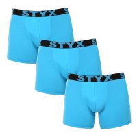 Styx 3PACK pánské boxerky long sportovní guma světle modré (3U1169) L