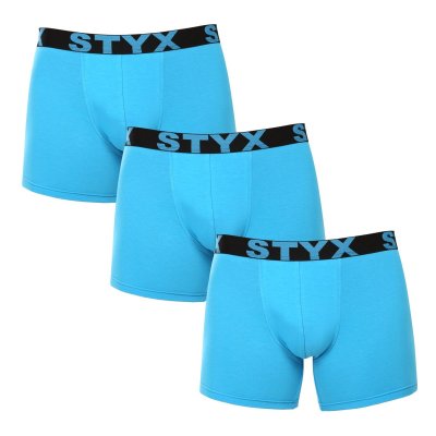 Styx 3PACK pánské boxerky long sportovní guma světle modré (3U1169) L
