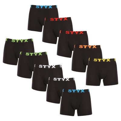 Styx 10PACK pánské boxerky long sportovní guma černé (10U9601) M