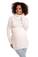 Be MaaMaa Dámský svetřík s roláčkem POLY - bílý