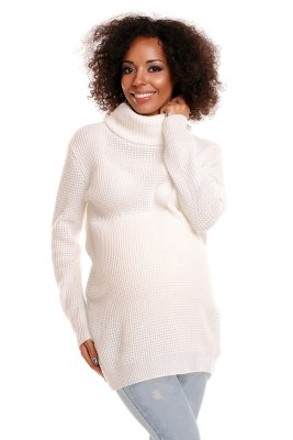 Be MaaMaa Dámský svetřík s roláčkem POLY - bílý