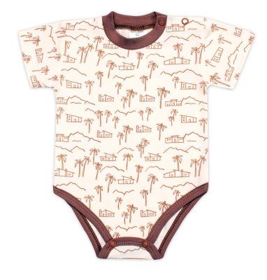 Mrofi Body kr. rukáv, bavlna, zapínání u krku , Afrika, krémové, vel. 80