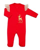 Mamatti Kojenecký bavlněný overálek s volánky Vánoce, červený