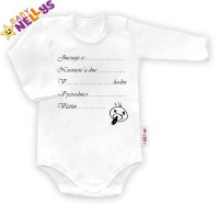 Baby Nellys Body dl. rukáv vel. 86, ® - bílé - Narodil jsem se...