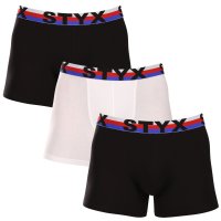 Styx 3PACK pánské boxerky long sportovní guma vícebarevné trikolóra (3U19001) XL