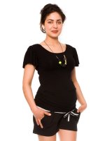 Be MaaMaa Těhotenské teplákové kraťasy Monika - černé, vel. XL