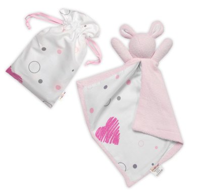 Baby Nellys Mazlík, přítulníček Zajíček, froté + bavlna, I love Girl , růžová