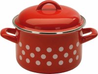 METALAC Hrnec s poklicí červený, puntík 24cm 6,75lt
