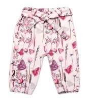 Baby Nellys Tepláčky s ozdobným páskem Motýlci - růžová vel.  74