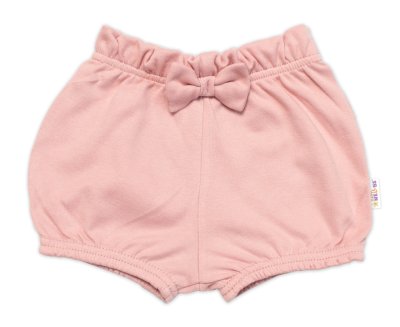 Baby Nellys Kraťásky s mašličkou , bavlna, pudrové, vel. 98 vel. 98