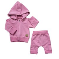 Kazum 2-dílná bavlněná tepláková souprava s odepínací kapucí - růžová