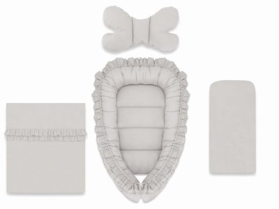 Baby Nellys 4-dílná sada oboustranné hnízdečko 55 x 75 cm, ROYAL - šedá