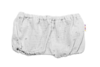 Baby Nellys Mušelínové letní kraťasky Stars, šedé, vel. 92/98 vel. 92/98