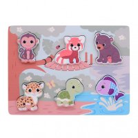 Jouéco the Wildies Family dřevěné puzzle Feel & Touch