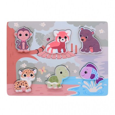 Jouéco the Wildies Family dřevěné puzzle Feel & Touch