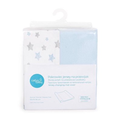 Ceba Potah na přebalovací podložku 50x70-80 cm 2 ks Blue+Blue Stars