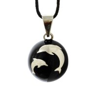 Bola těhotenská rolnička ESSENTIALS Black with Silver Dolphins
