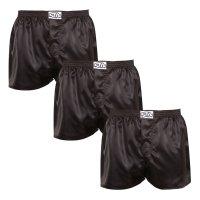 Styx 3PACK pánské trenky klasická guma saténové černé (3C0960) XXL