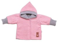 Baby Nellys Rostoucí oboustranný svetřík s kapucí Hand Made, růžová-šedá, vel. 80/86
